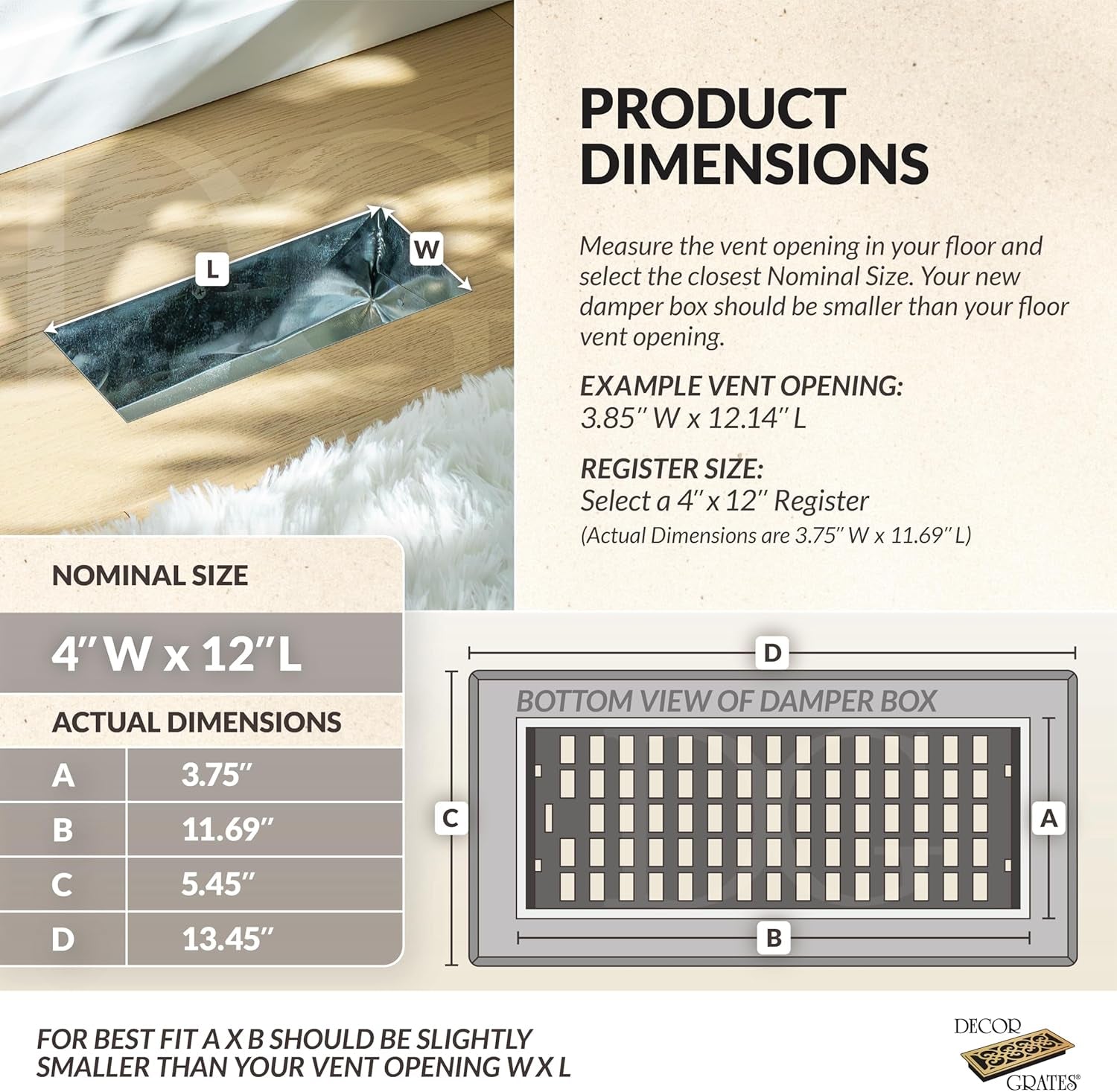 SPH412-RB Floor Register, 4X12, Rubbed Bronze Finish